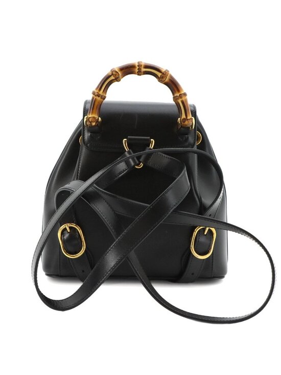 Gucci Bamboo Backpack Leather Black Gold main image 7